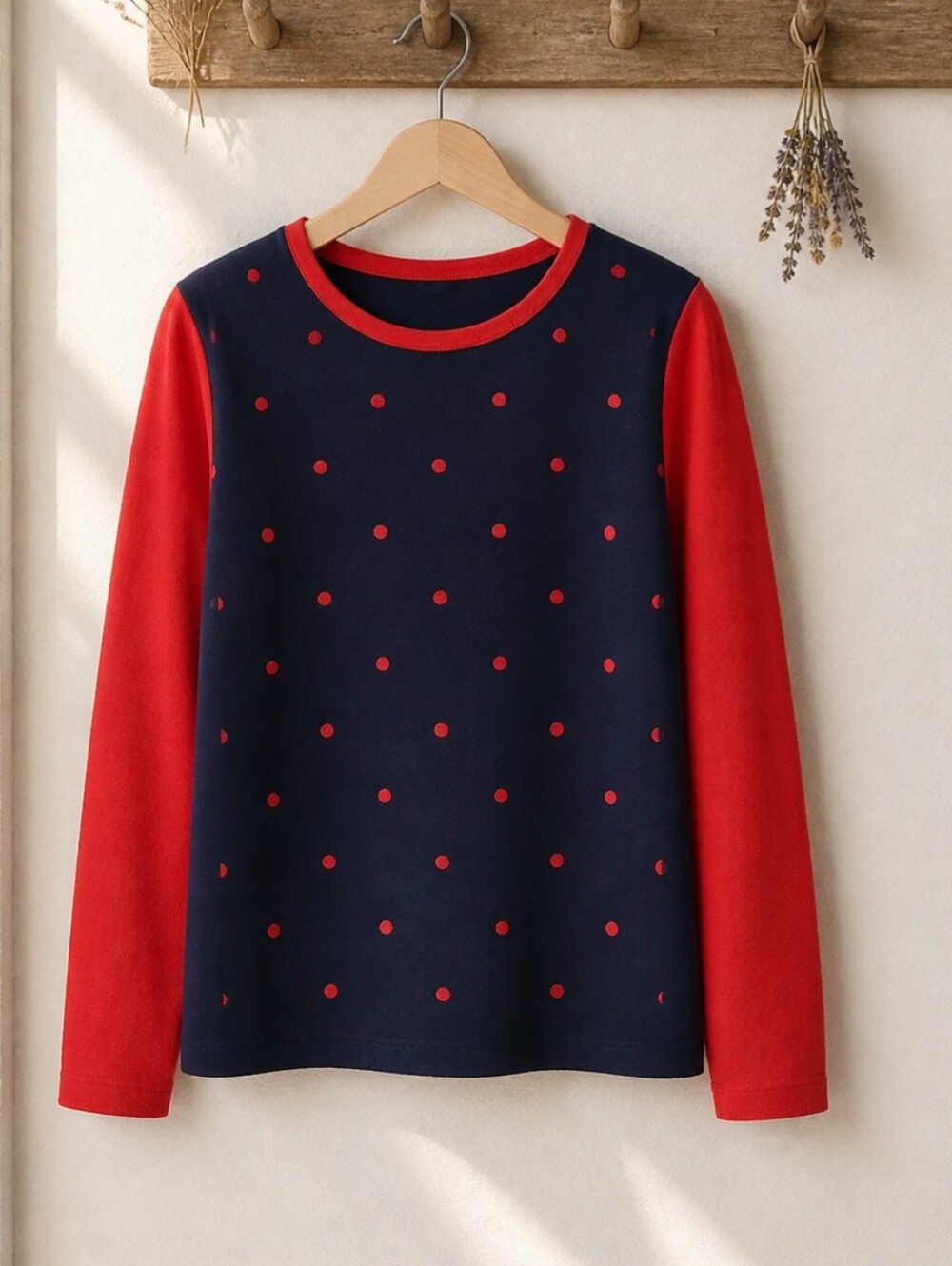 Tommy Hilfiger Red on Blue Polka Dot Sweater Sz. M